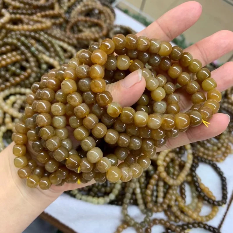 Hetian Brown Jade*8 Old Type Beads Bracelet