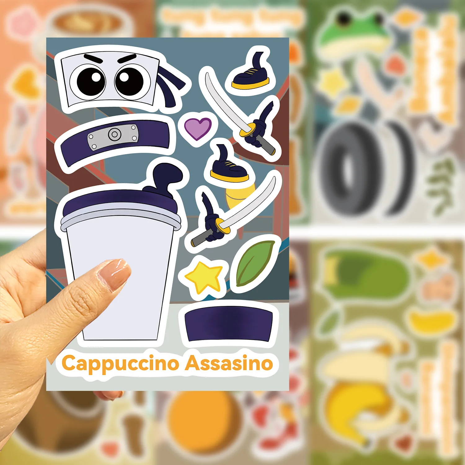 8 قطع من سلسلة شان هاي جينغ الأصلية الأجنبية تصنع ملصقات وجه - شارات يدوية مقاومة للماء ديكور ذاتي الصنع على المجلات