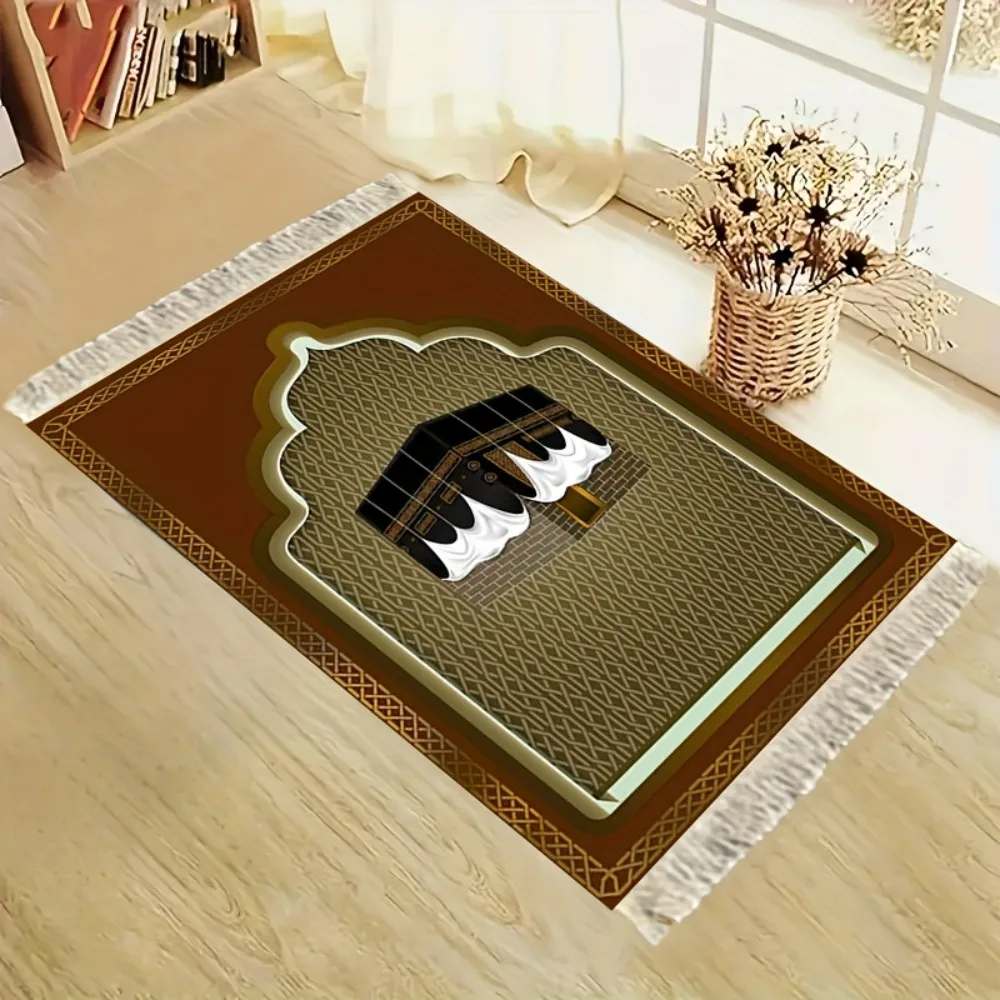 2026 Hot Sale Polyester Muslim Prayer Rug, Portable Non-Slip Islamic Salah Mat, Soft Worship Carpet for Home Travel Gift