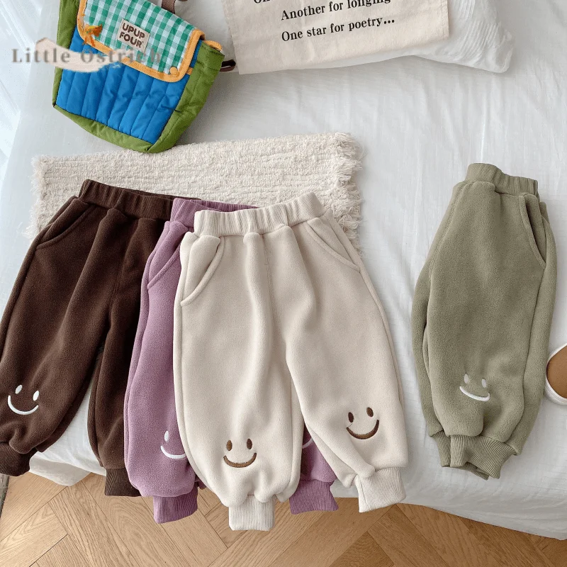 

Newborn Baby Girl Boy Fleece Pant Winter Infant Toddler Child Middle Waist Trouser Casual Warm Thick Bottom Baby Clothes 9M-5Y