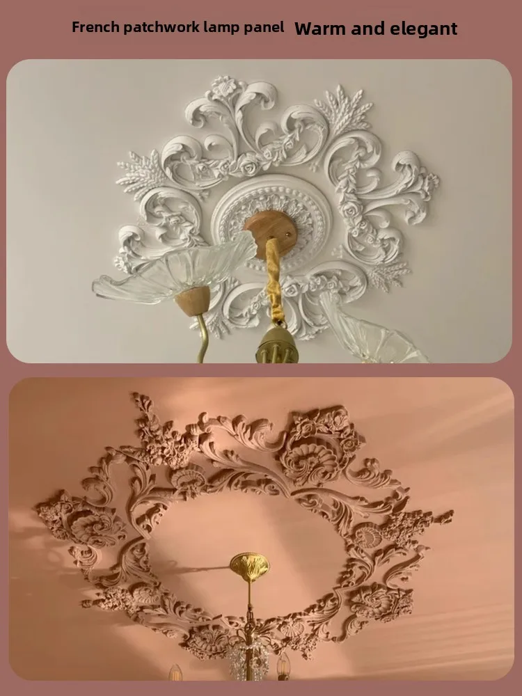 PU Light Panel French Combination Parquet PU Light Panel Living Room Ceiling Chandelier Base Imitation Gypsum Round