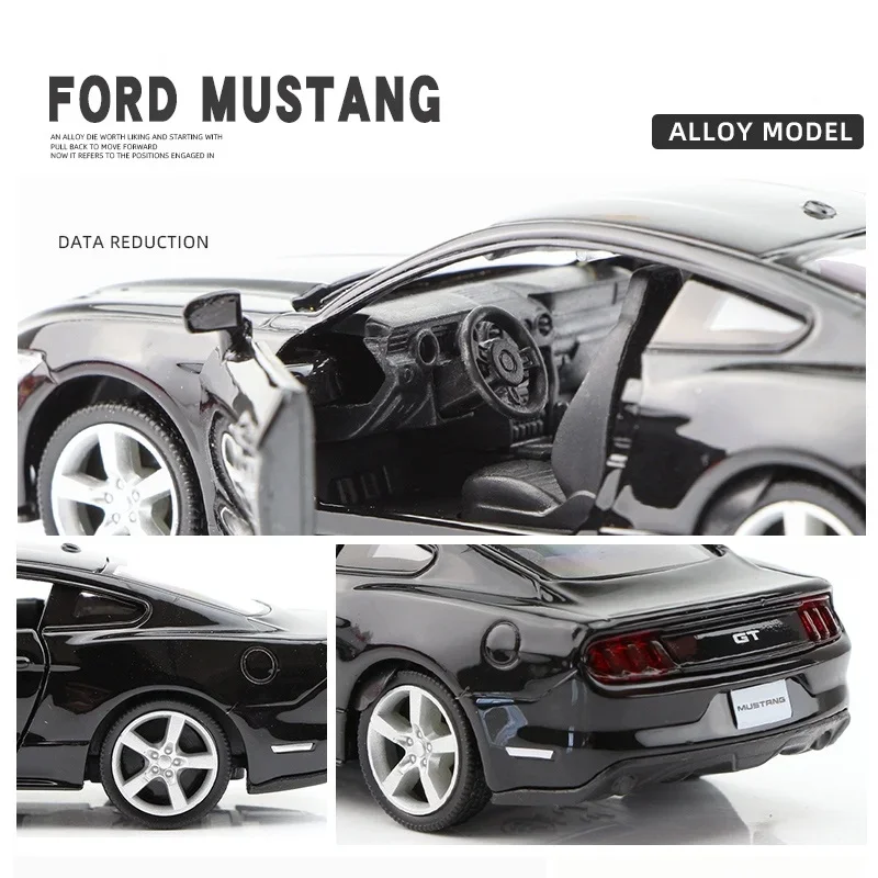 Ford Mustang-Modèle réduit de voiture en alliage léger, échelle 1:36, véhicule à nervures arrière, collection de cadeaux pour enfants, 2015