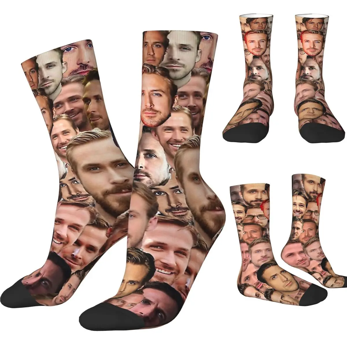 Chaussettes respirantes coordonnantes pour hommes et femmes, bas de chanteur, animal célèbre, acteur Ryan Gosling, course à pied, doux, élégant, printemps