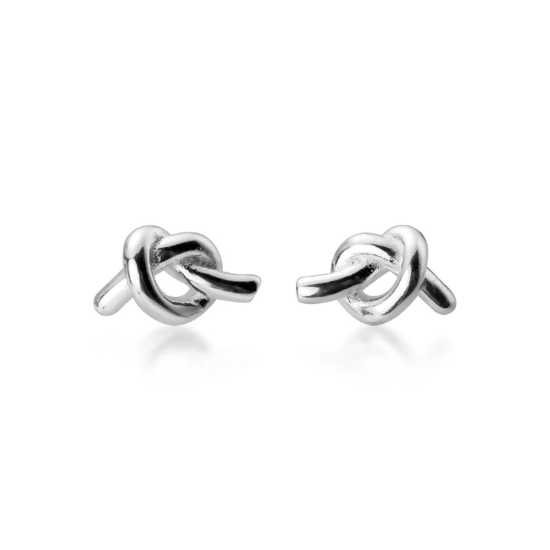 MODIAN Classic Cute Tiny Knot Stud Earring for Women 925 Sterling Silver 3 Color Geometric Ear Studs Fine Jewelry Girl Gift