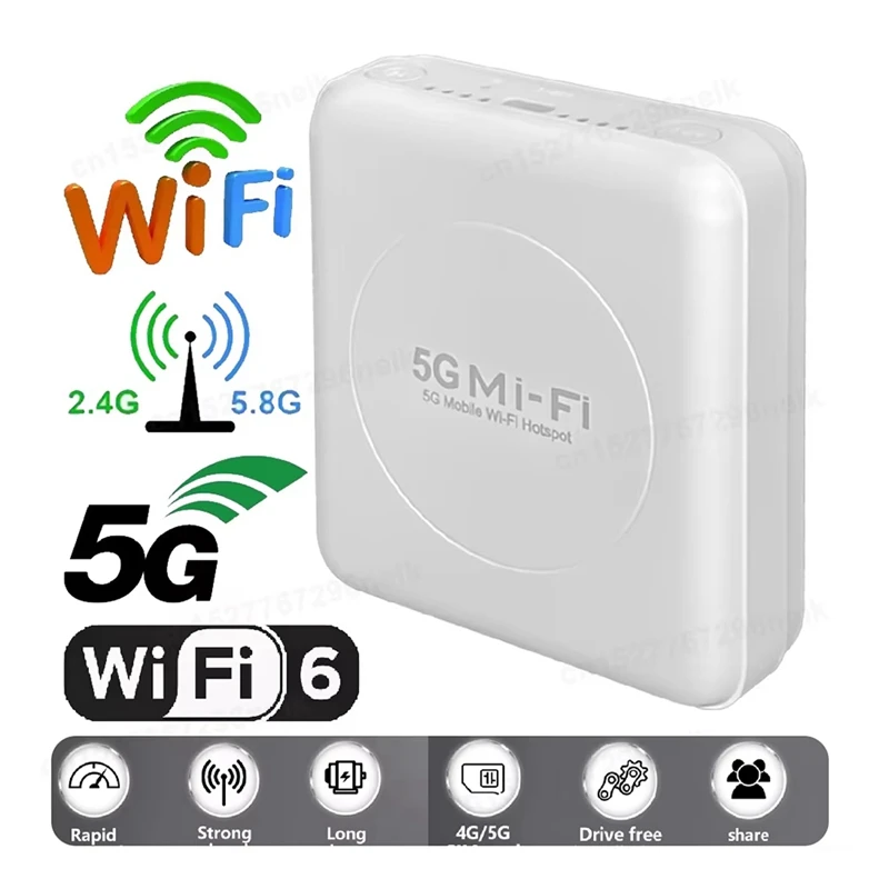 BAAD 5G Wifi 6 enrutador Wifi de bolsillo con ranura para tarjeta SIM punto de acceso móvil inalámbrico enrutador Mifi compatible con 10 usuarios para viajes Oficina