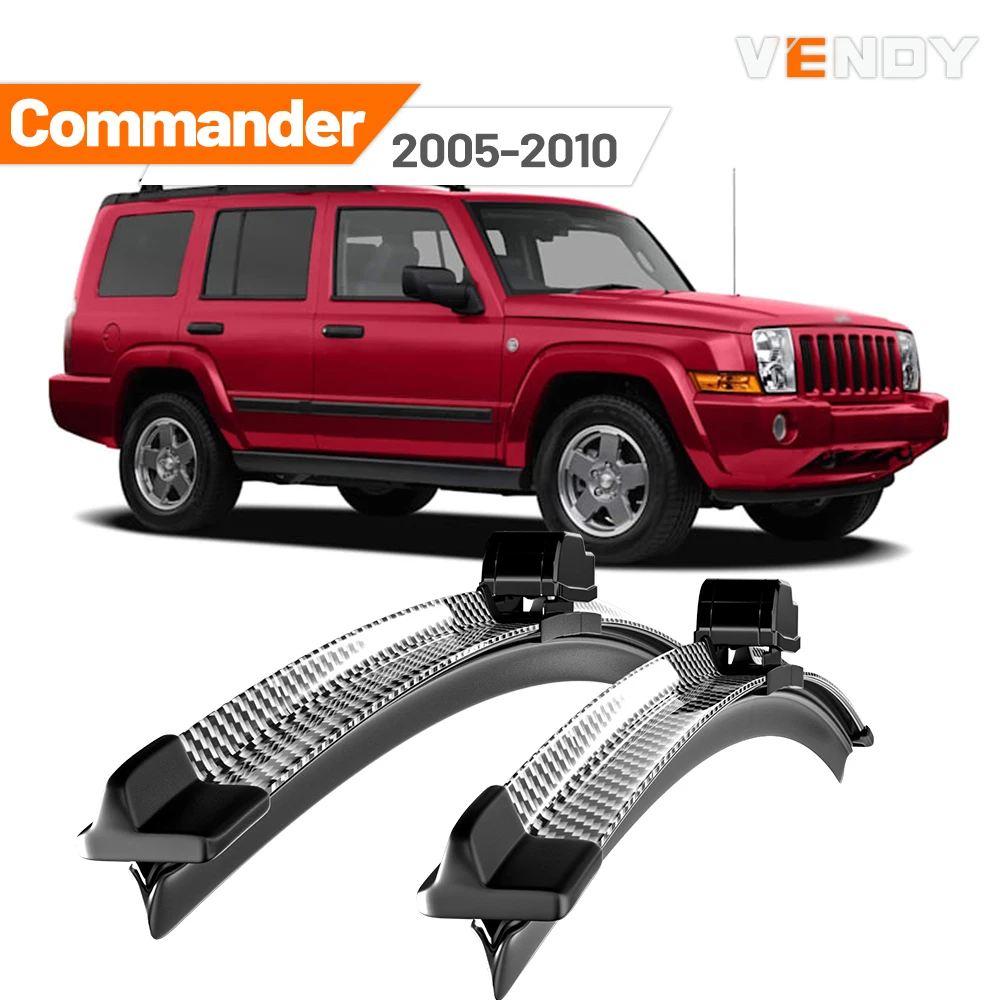 

For Jeep Commander 2005-2010 2006 2007 2008 2009 2pcs Front Windshield Wiper Blades Windscreen Wipers Carbon Fibre & Black