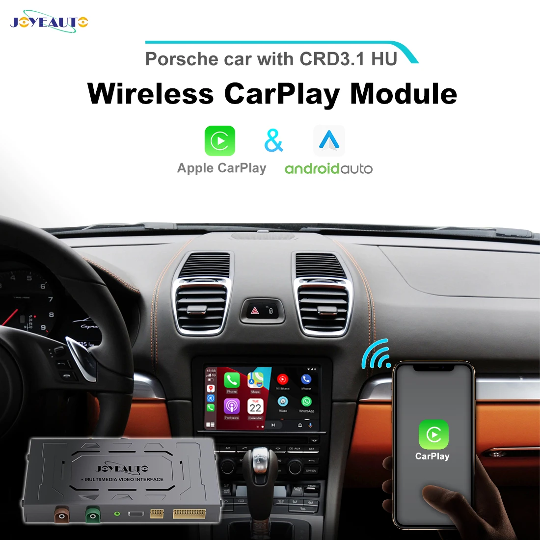 JoyeAuto Wireless Apple CarPlay for Porsche 2010-2016 CDR3.1 911 Macan Panamera Cayenne Bosxter Car Play Android Auto Mirror Box