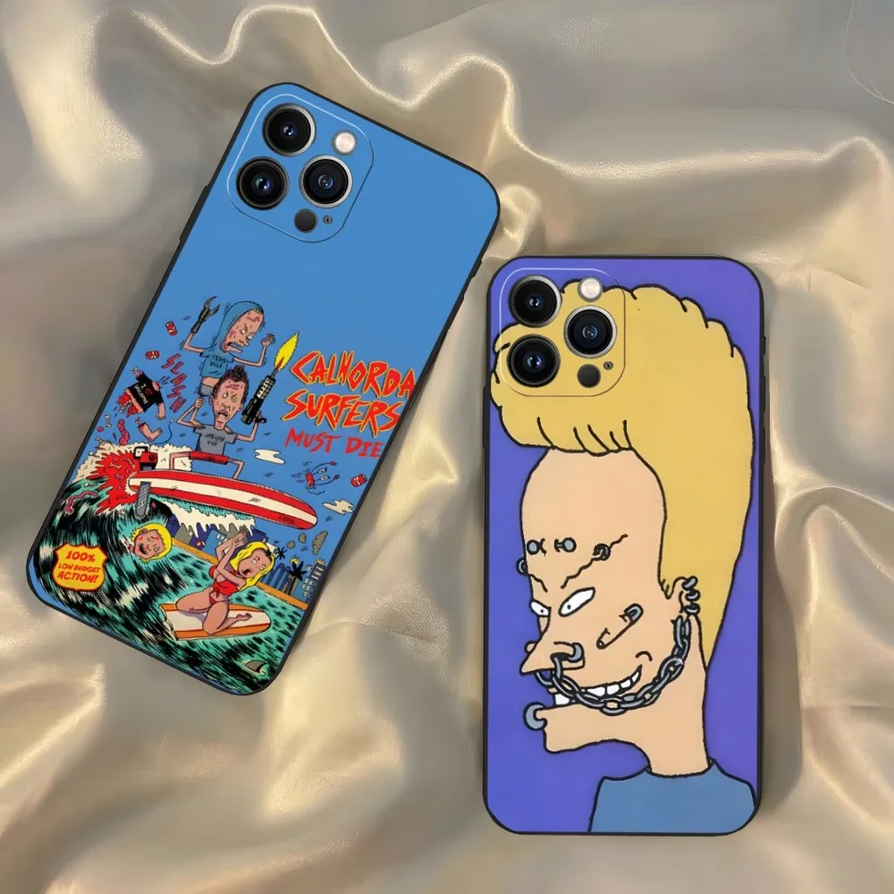 Beavis And Butthead Phone Case for Iphone 15 14 13 12 11 Pro Max Xr X Xs Mini 8 Plus SE 2022 Black Soft Silicone Cover