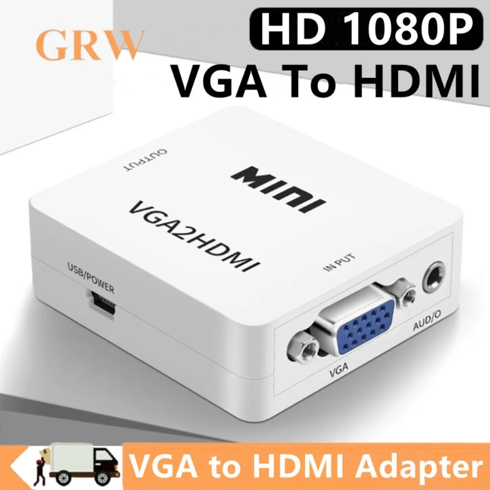 VGA to HDMI-compatible Converter HD 1080P VGA to HDMI Female to Female Adapter With Audio Output For PC Laptop HDTV Projector