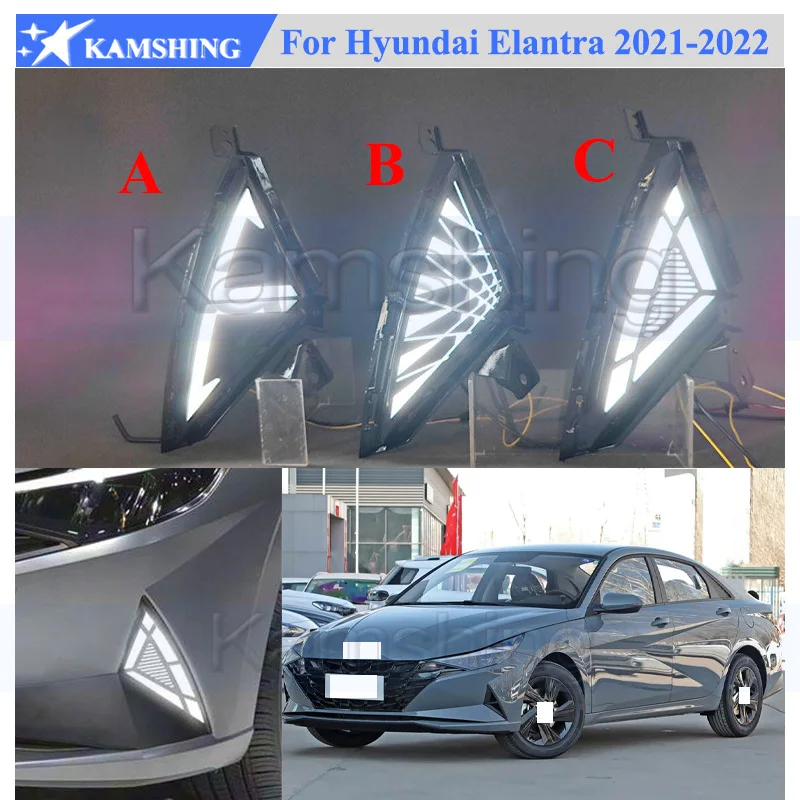 Kamshing 1 Set Modifying LED Daytime Running Light DRL For Hyundai Elantra 2021-2022 Front Fog Light Fog Lamp Daytime Light