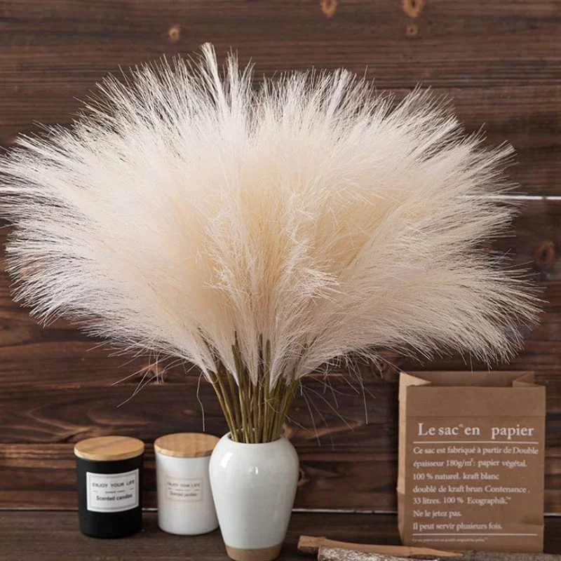 50CM 1/3/5/10PCS Fluffy Pampas Grass Boho Decor Flower Fake Plant Simulated Reed Wedding Party Home Decoration Artificial Flower