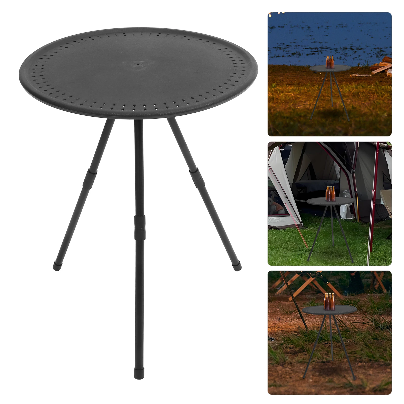 Foldable Round Table Camping Picnic Portable Barbecue Outdoor Adjustable Height Thickened Board Stable Durability