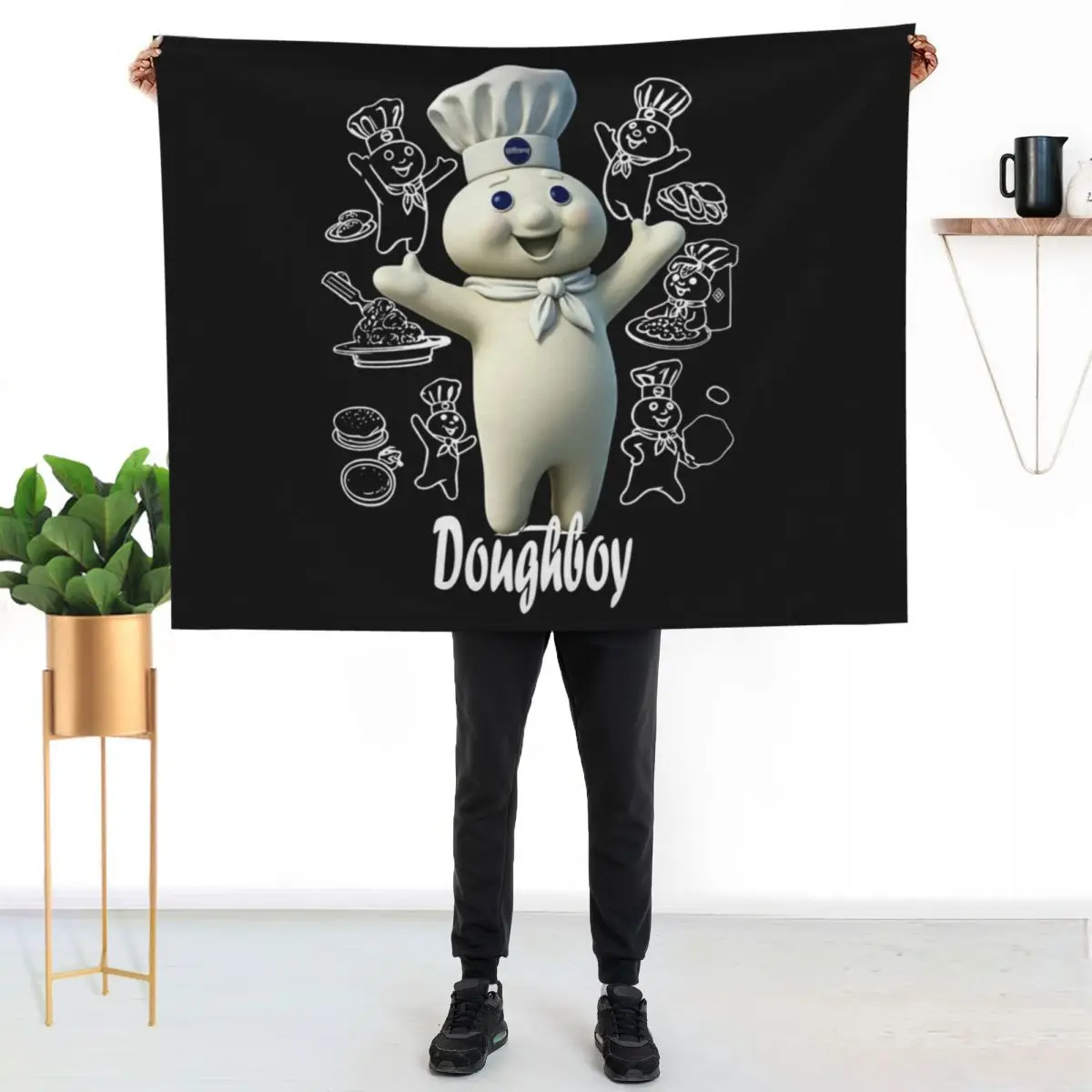 

Pillsbury Doughboy Funny Design The Dough Baking Costume Throw Blanket Stylish Warm Blanket for Living Room Bedroom