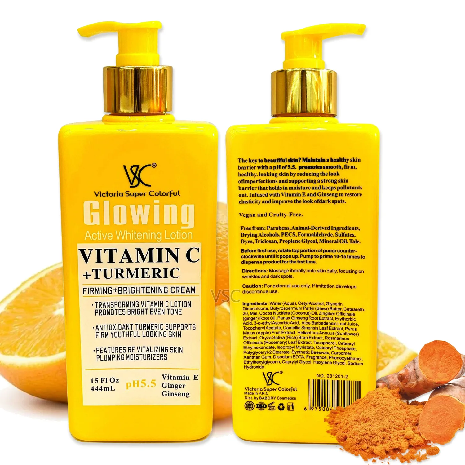 Natural  Vitamin C Turmeric Brightening Body Lotion, Reduce Blemish, Acne, Smooth ,Glowing & Hydration Cream, For All Skin Types
