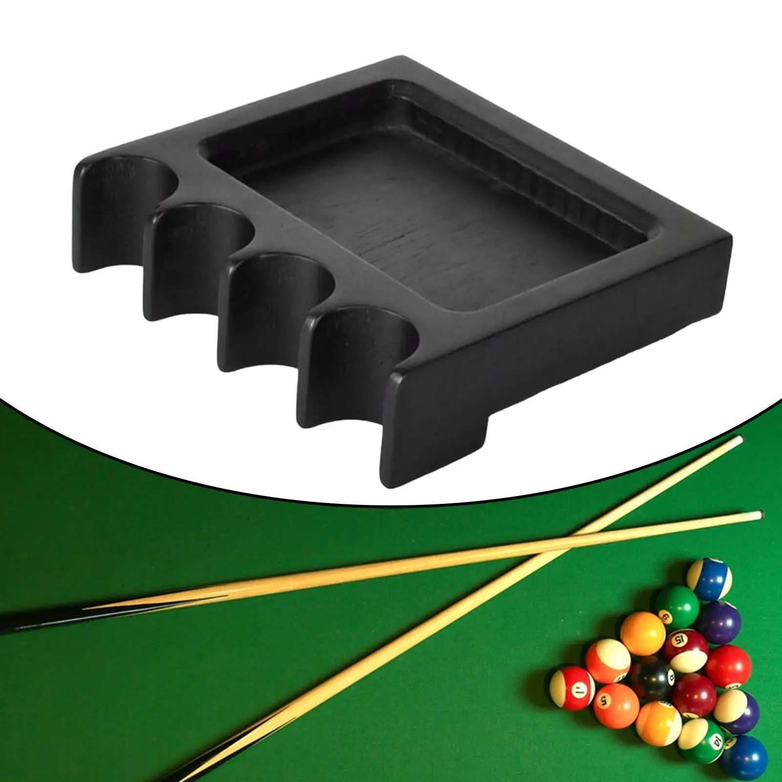 Pool-Queue-Halter für Tisch, abgerundete Kanten, 4 Fächer, Billard-Queue-Halter gegen Tisch, rutschfest, tragbares Pool-Queue-Rack für Spielzimmer