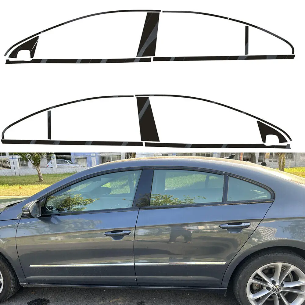 

Matte/Glossy Black Chrome Delete Window Trims For Volkswagen CC 2012-2018