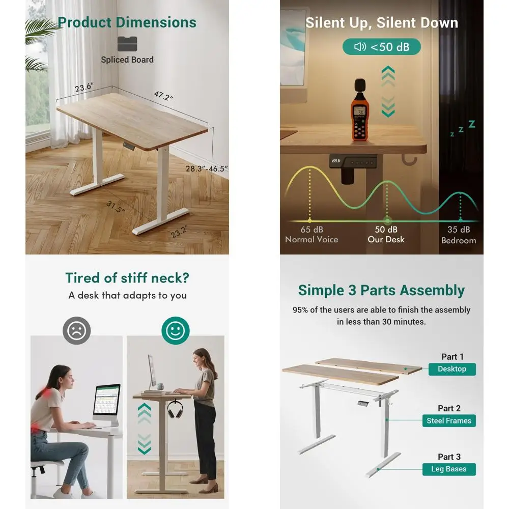 

Maple 48x24 Ergonomic Adjustable Height Desk, Sit-Stand Office Computer Station