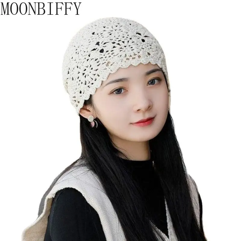 Handmade Hook Spring and Summer New Flower Pot Hat Fashion Knitted Hollow Breathable Women's Hat Fisherman Hat Bucket Hat