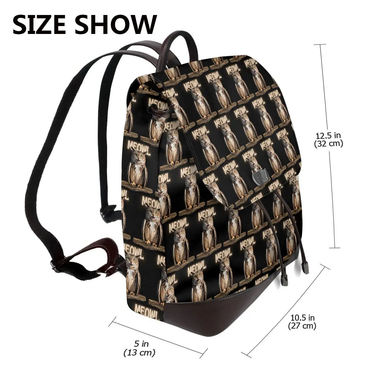Fun Meowl Funny Cat Owl Meme Bookbag School Student Bags Hiking Travel Daypack for Women Fashion Derma Backpack