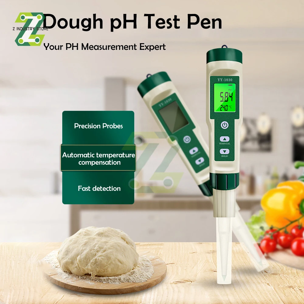 

YY-1030 Food PH Meter Thermometer Electrode PH Measuring Instrumen for Aquarium Water Quality Tester Food Meat Cheese Milk Soil