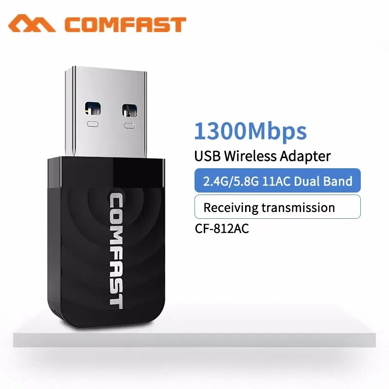 كومفاست 1300Mbps واي فاي USB محول 802.11AC ثنائي النطاق واي فاي محول 2.4G/5ghz محول لاسلكي واي فاي دونغل وين 10/11 ماك لينكس