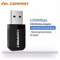 COMFAST 1300Mbps Wifi USB Adapter 802.11AC Dual Band Wi Fi Adapter 2.4G/5ghz Wireless Adaptador Wi-fi Dongle Win 10/11 Mac Linux
