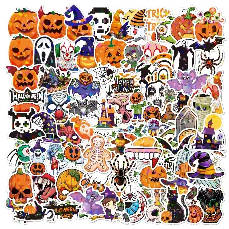 

50pcs Halloween Festival DIY Stickers Waterproof Laptop Luggage Decals Holiday Decorations for Home and Party Supplies