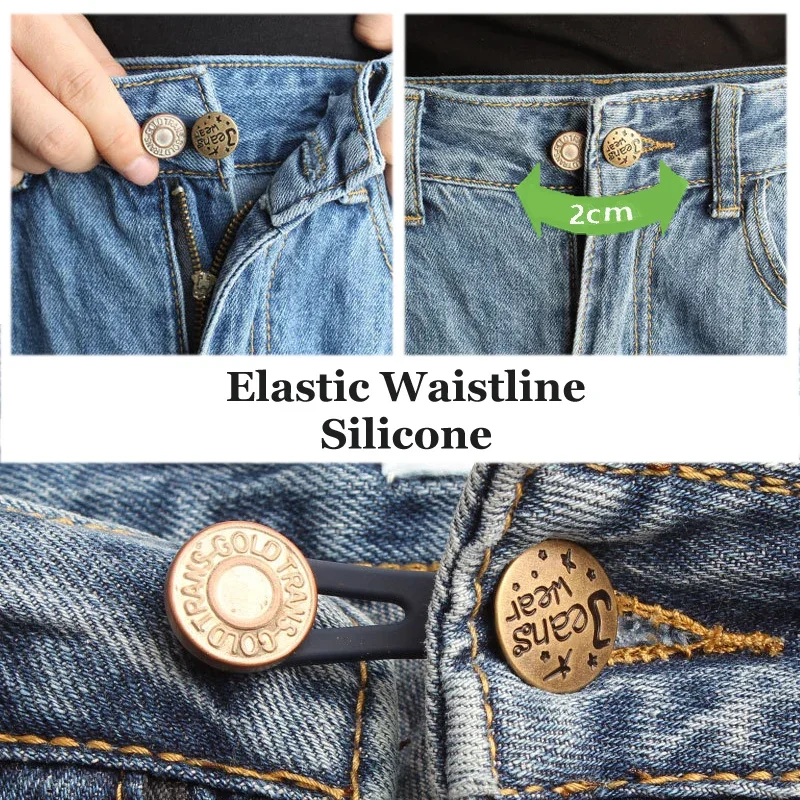 Jeans Retractable Button Buckle Clothing Pant Jeans Button Waistband Adjustable Extended Buckle Jeans Ceinture Sewing Button