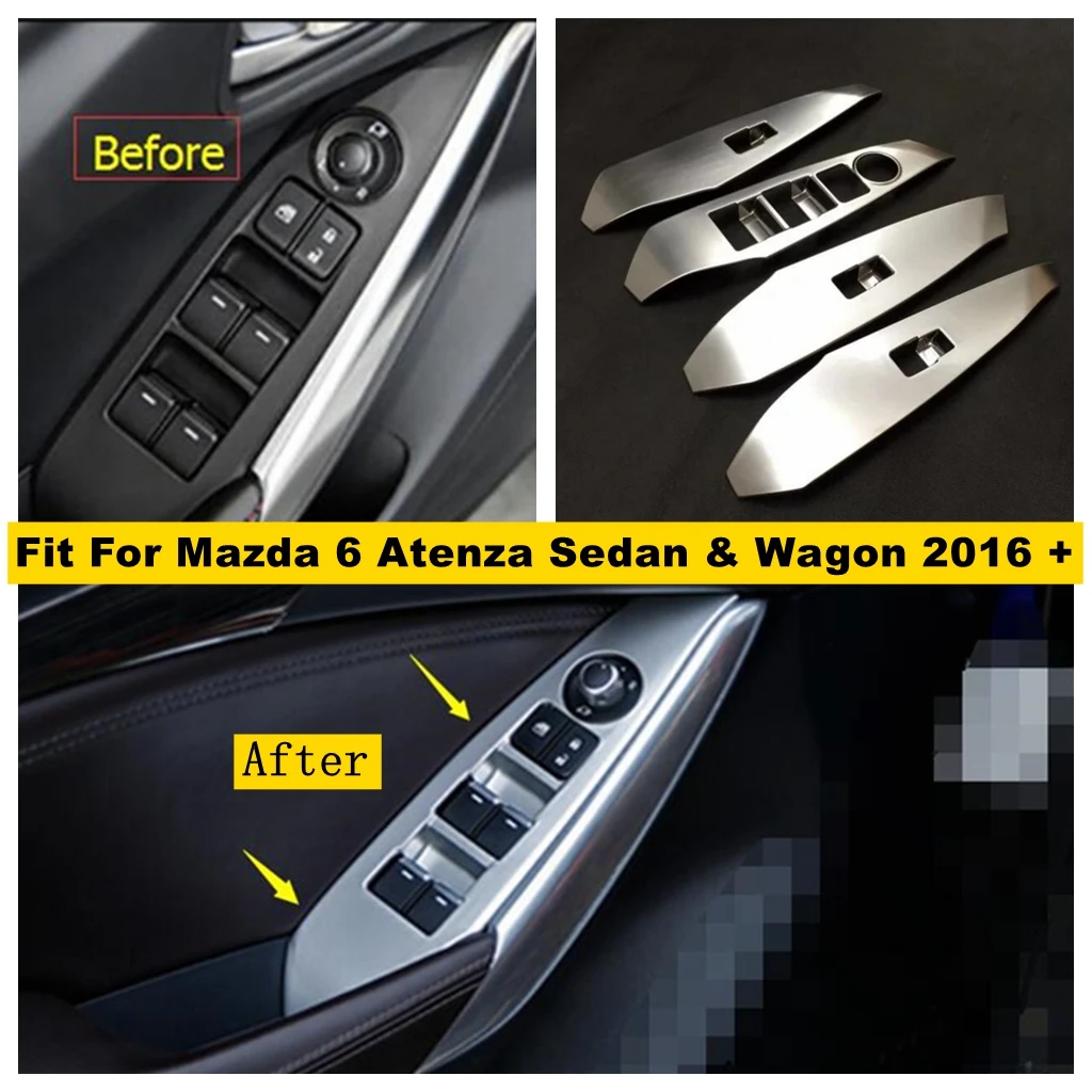 

Auto Door Armrest Glass Window Lift Button Switch Control Decor Panel Cover Trim For Mazda 6 Sedan & Wagon 2016 2017 Accessories