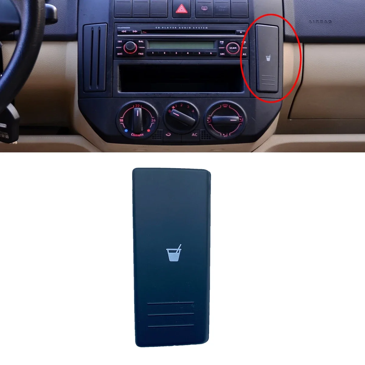 New Interior Dashboard Center Air Vent Cup Drink Holder Cover Cap Trim For VW Polo 4 MK4 9N Sedan GTI Vento 2002-2010 6Q0858602G