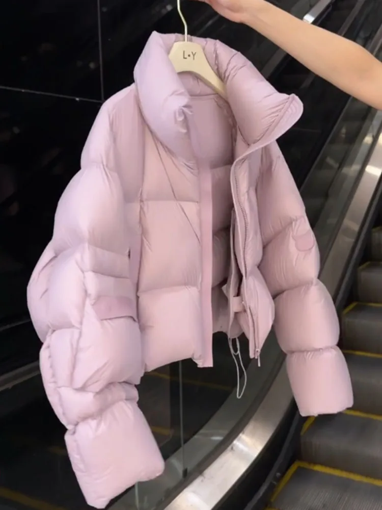 Coréen Sle rose ort Puffer Jaet femmes hiver Faion pain manteau Thi vêtements d'extérieur coupe droite 90% vers le bas fibre de Polyester