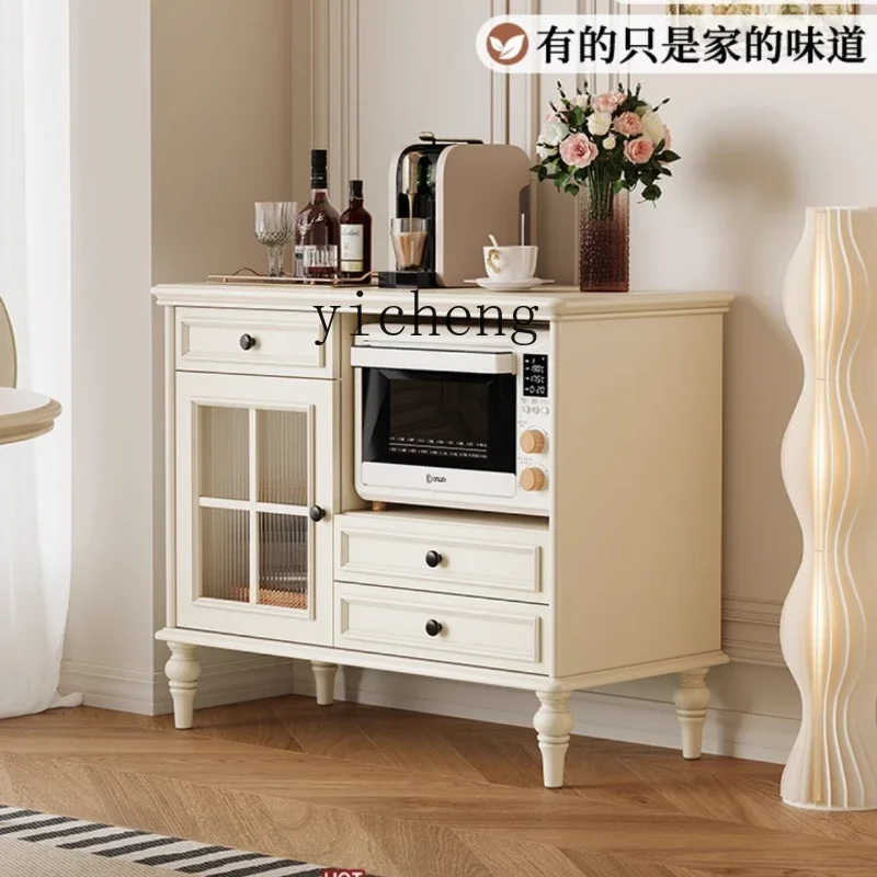 

French retro cream style dining side cabinet living room wall integrated storage locker solid wood locker