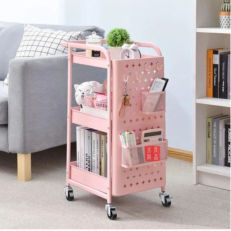 

Utility Cart with DIY Pegboards Rolling Art and Craft Organizer Metal Storage Cart with Wheels and Removable Shelves