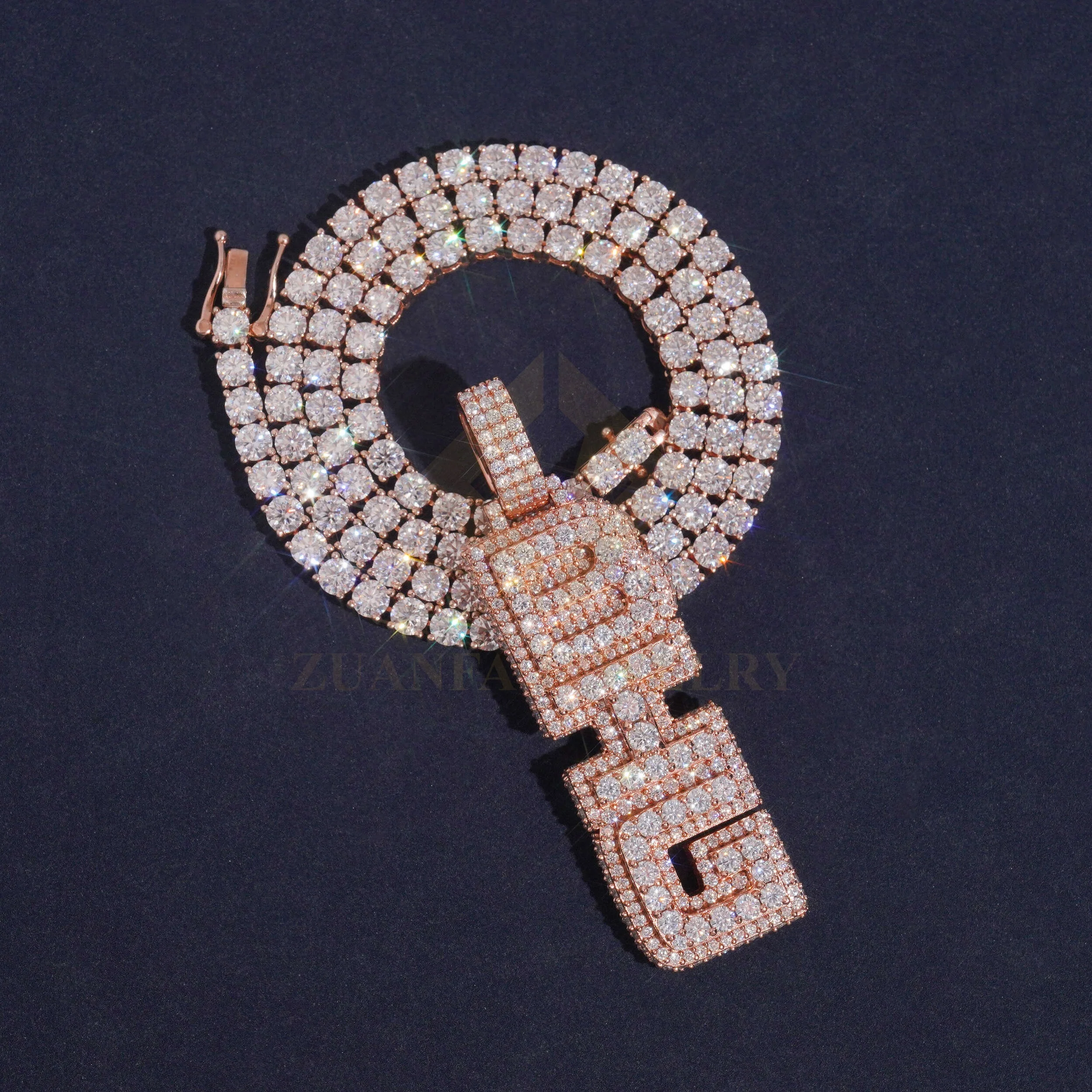 

Hot Sale Design Name Pendant 925 Sterling Silver Pass Diamond Tester Moissanite Diamonds Personalized Vertical Pendant