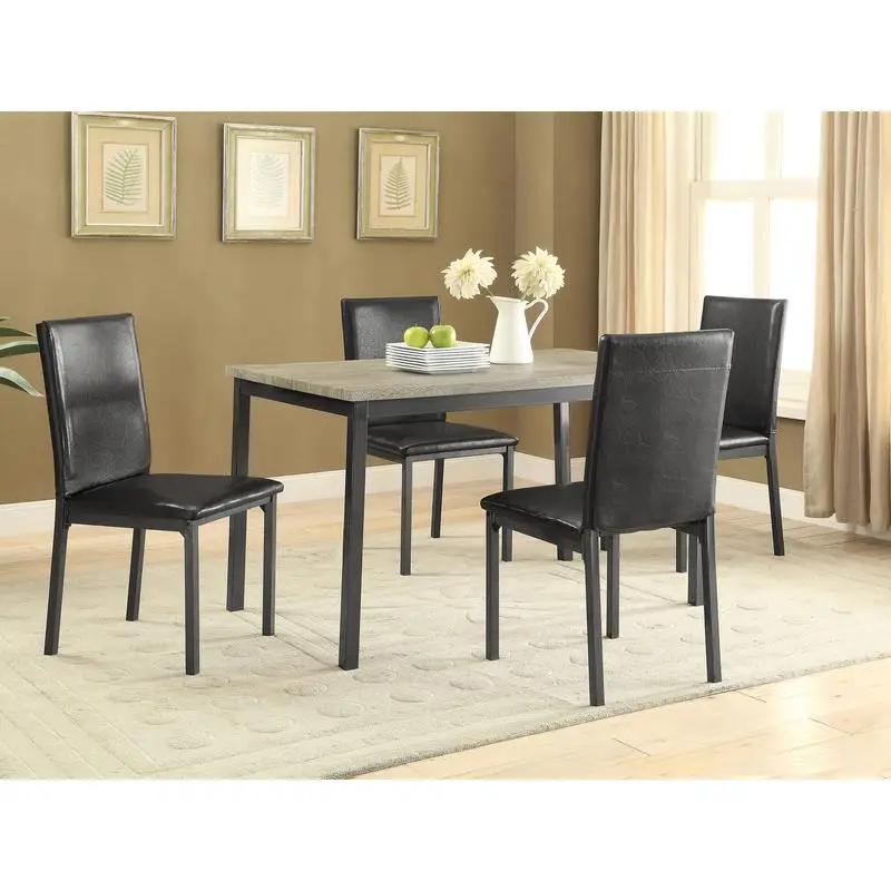5-Piece Black Dining Set with Modern Design and Comfortable Seating