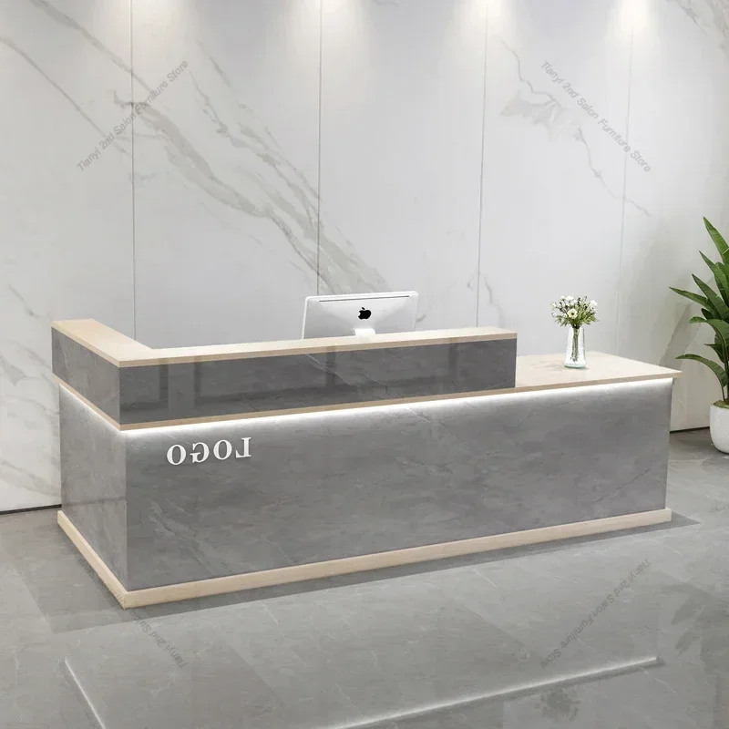 Simple Modern Reception Desks Company Beauty Salon Outfit Shop Podium Cashier Desk Service Salon Furniture Balcão Recepção FYRD