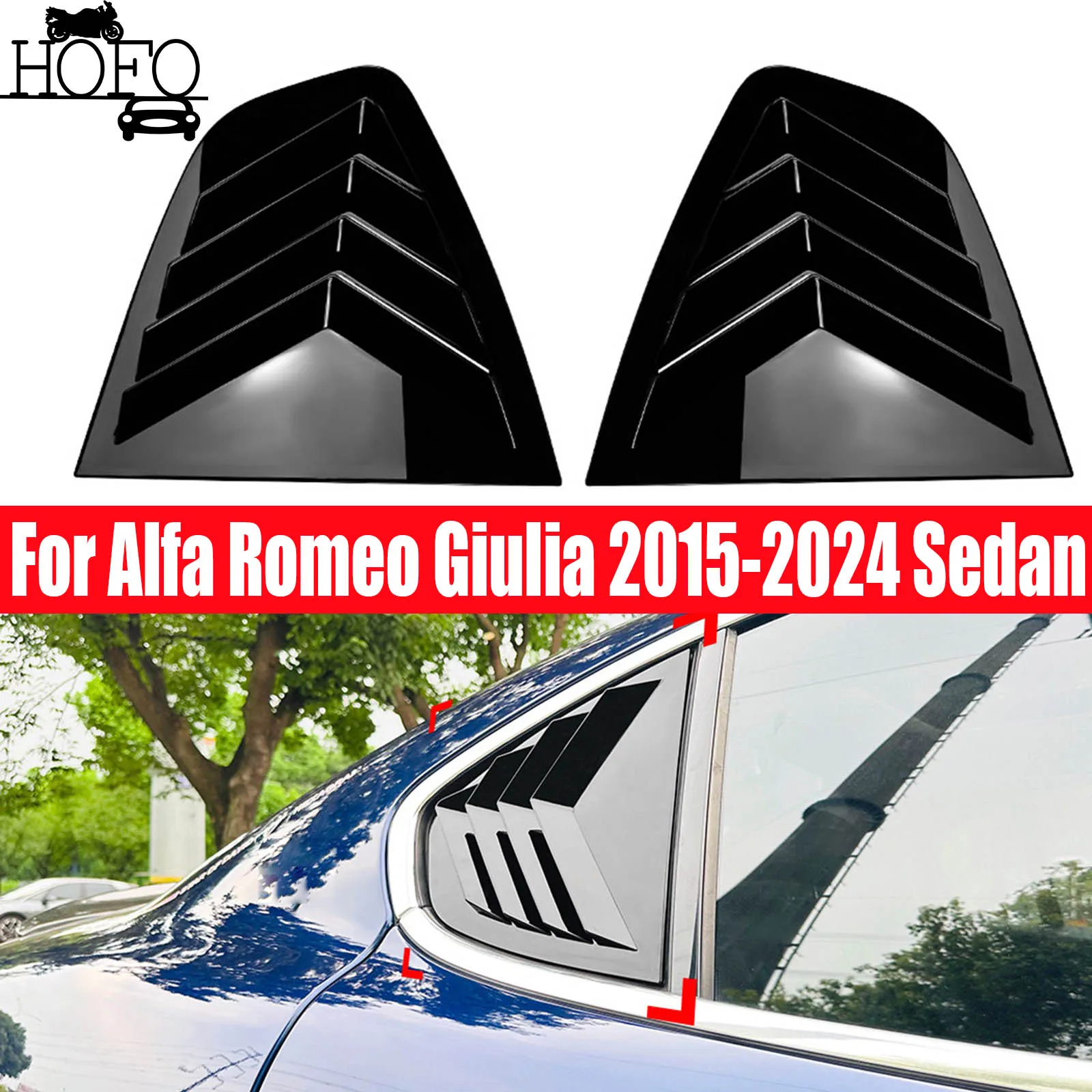 

Rear Window Quarter Louver Shutter Cover Exterior Side Vent Trim Scoop Sticker For Alfa Romeo Giulia 2015-2024 Sedan