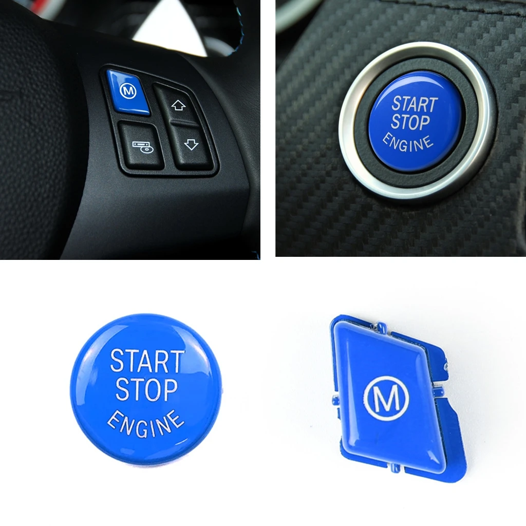 

Car Steering Wheel Engine Start Stop+M Mode Switch Key Button Cover Cap For BMW 3 Series M3 E90 E91 2007-2013 M Sport