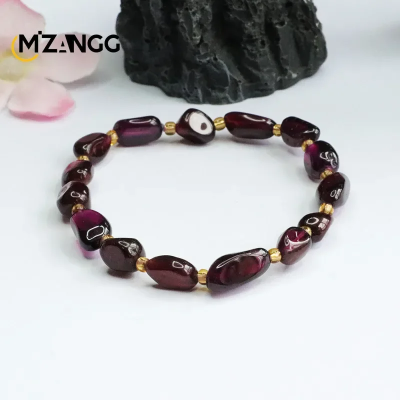 Natural Garnet Bracelet Purple Tooth Black Lady Color Jewel String Fashion Charm Crystal Healing Energy Stone Holiday Gift