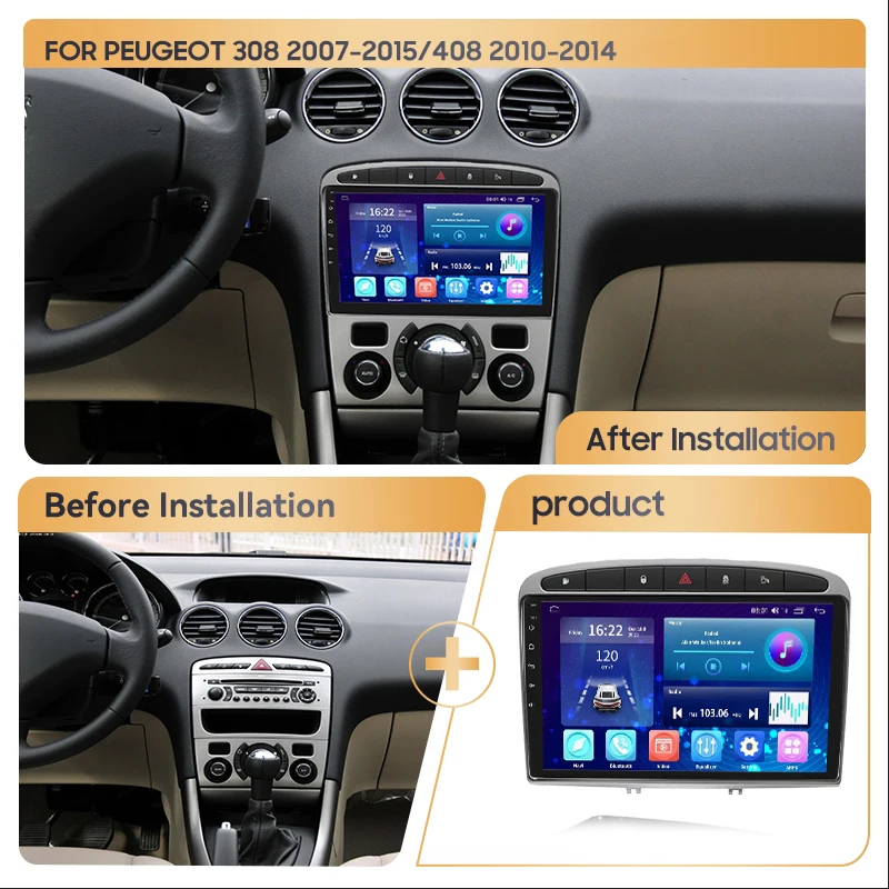 MAMSM Car Radio for Peugeot 308 2007-2015/408 2010-2014 9Inch Android Multimedia Video Audio Player Carplay Intelligent Stereo