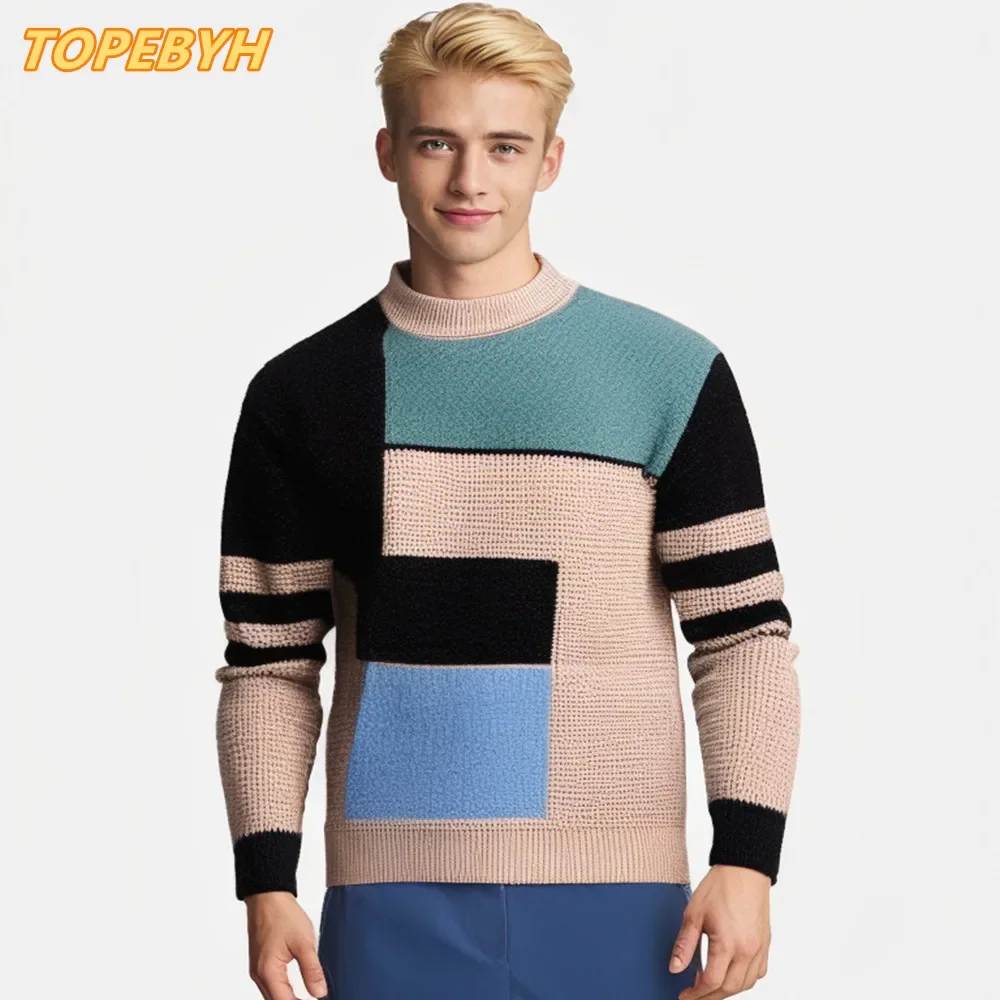 Men's New Autumn and Winter Casual Warm  Sweater Knit Multicolor Trends Tops  Man Clothes