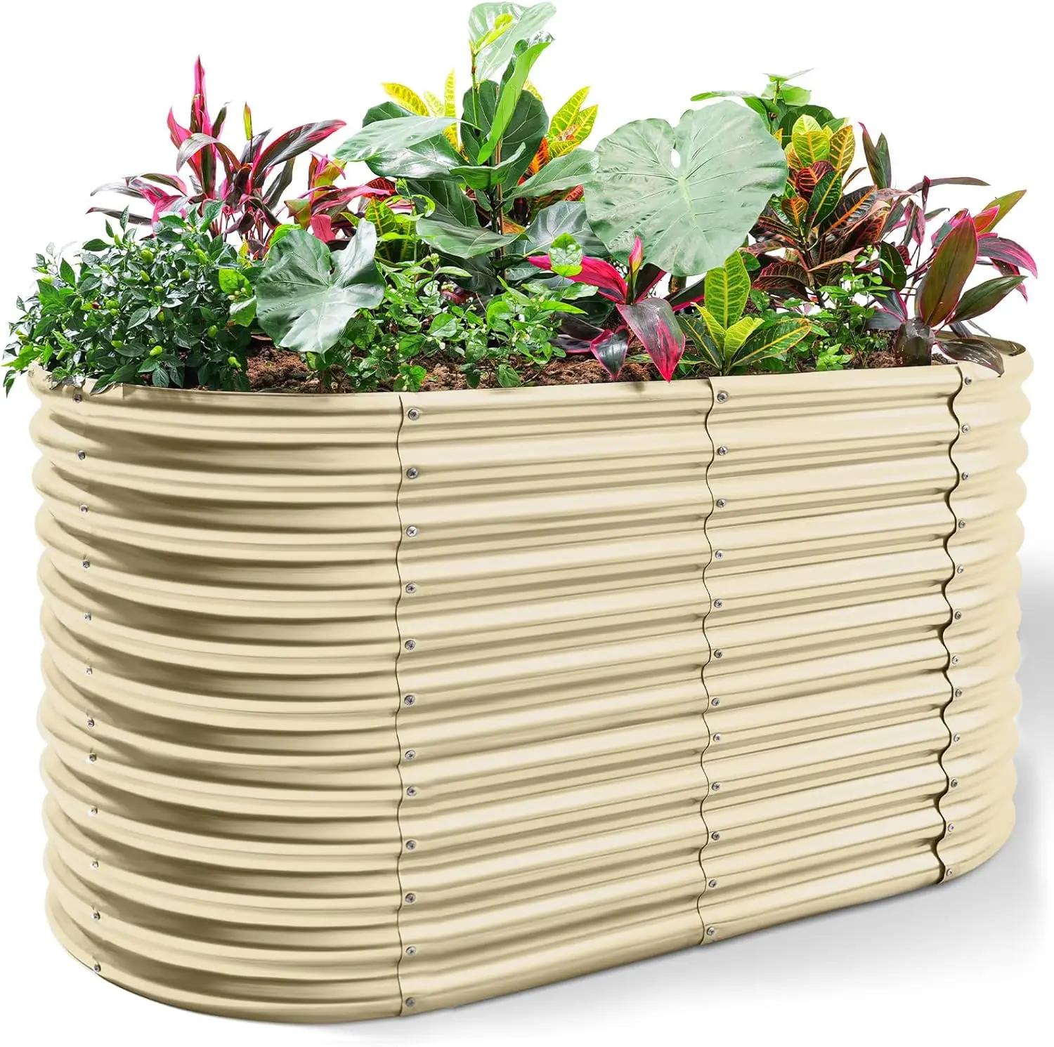 

6x3x3ft Galvanized Metal Raised Garden Bed Planter Box for Plants, Vegetables