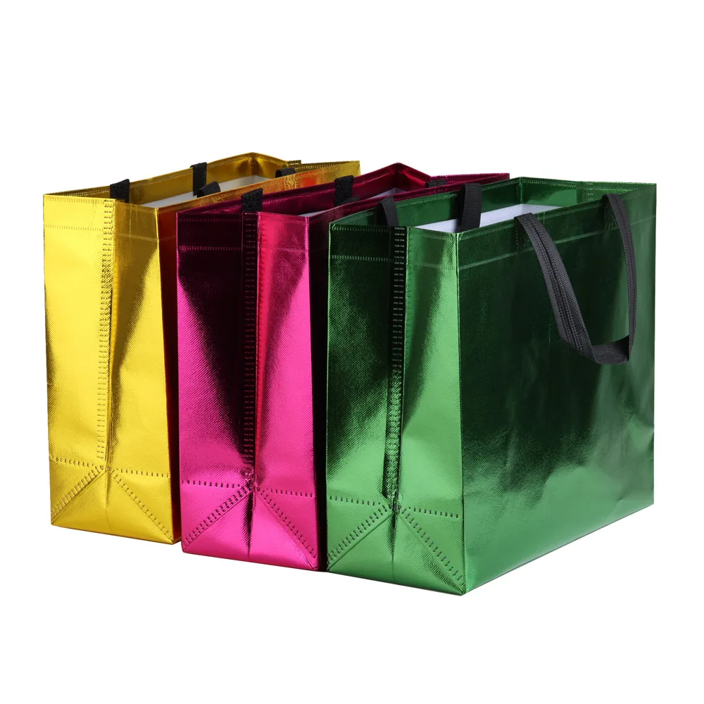 Borsa regalo in tessuto Non tessuto lucido borsa per la spesa borsa colorata per affari all\'ingrosso pacchetto regalo Festival riciclabile