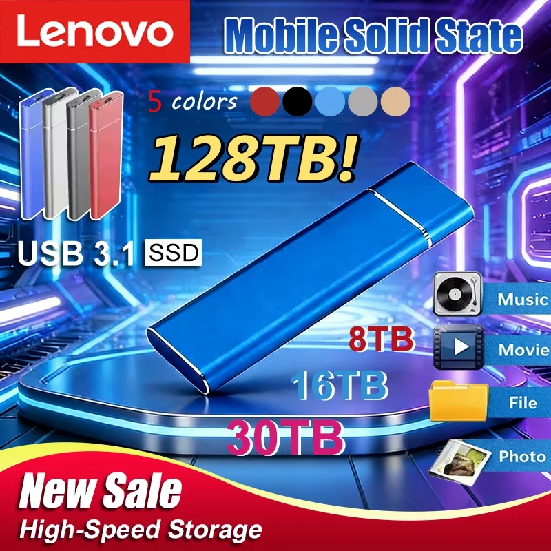

Внешний мобильный твердотельный накопитель Lenovo, портативный флеш-накопитель TypeC USB, миниатюрный, тонкий, высокоскоростной, устройство для передачи данных, флеш-память