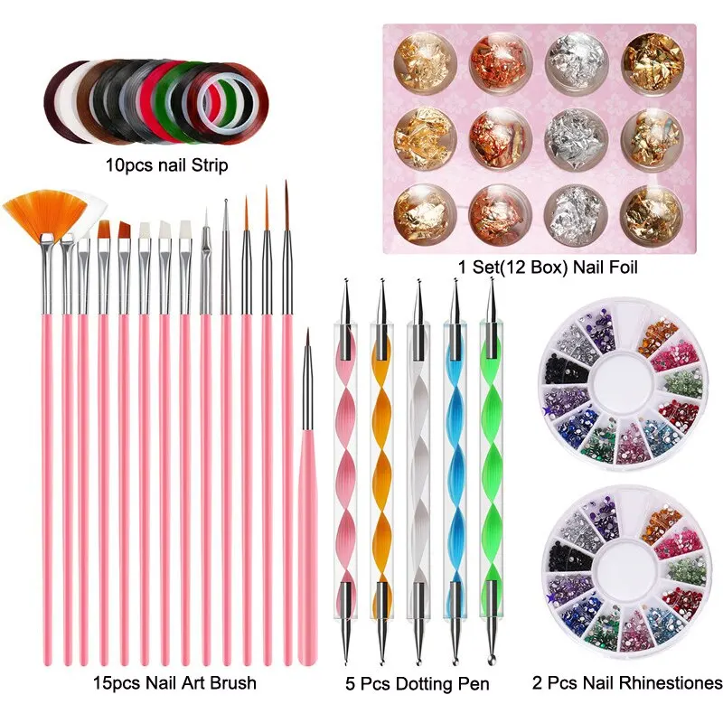 Nail Art Brush Set Manicure Tools Gradient Gel Polish Builder Drawing Carving Brushes French Nail Design Painting Pen