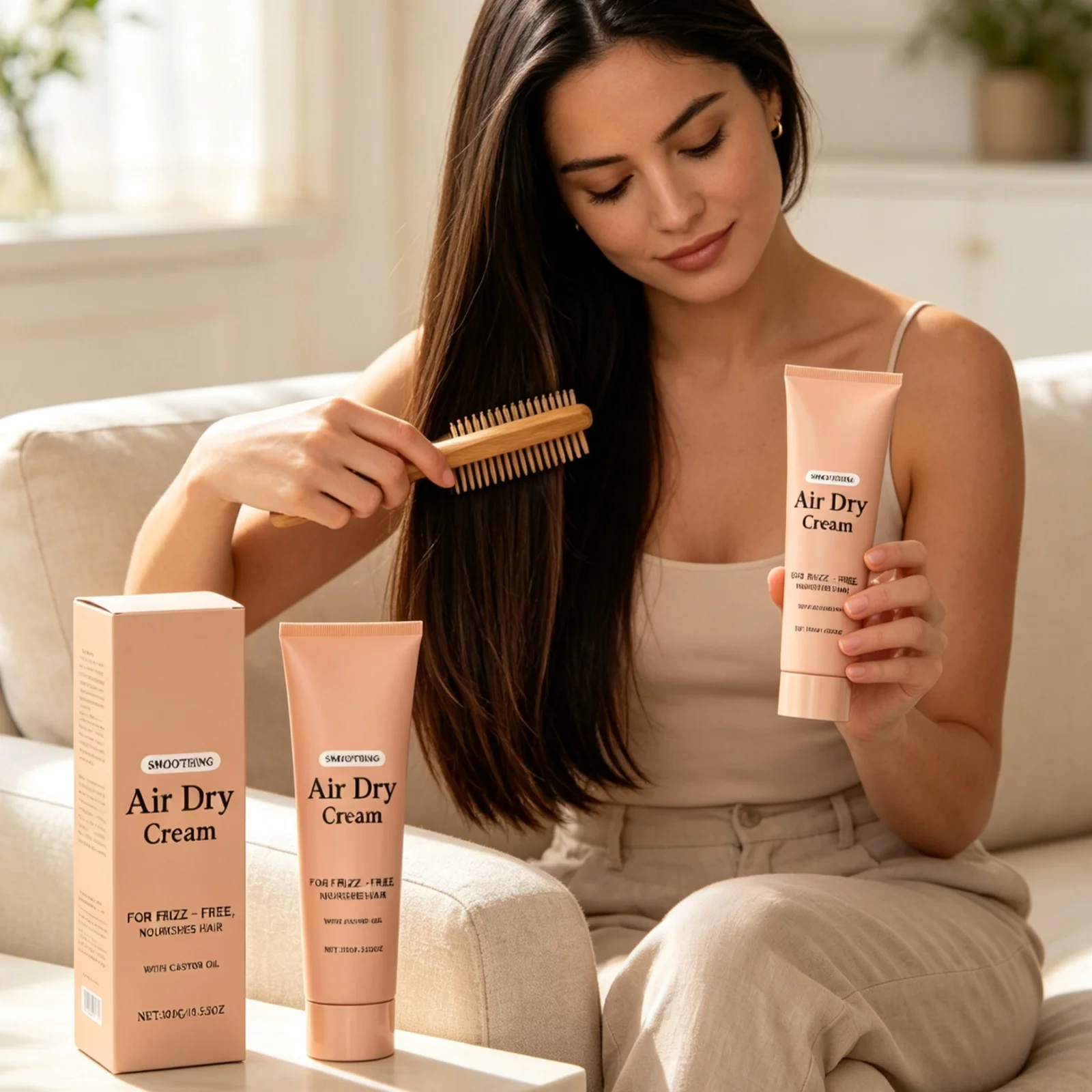 Air Dry Hair Cream Frizz Control Improve Hair Texture Repairs Dry Treatment Anti-Breakage Lightweight Hair Smoothing Cream 100g