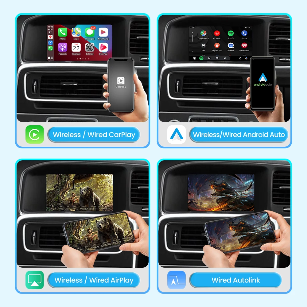 JoyeAuto Wireless CarPlay Interface for Volvo 2018-2022 S60/S90/V60/V90/XC40/XC60/XC90 Wireless Android Auto Mirroring AirPlay