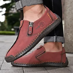 High Quality Men's Genuine Leather Casual Shoes Slip on Male Sneakers Loafers Man Luxury Flats Moccasins Handmade Shoe Plus Size