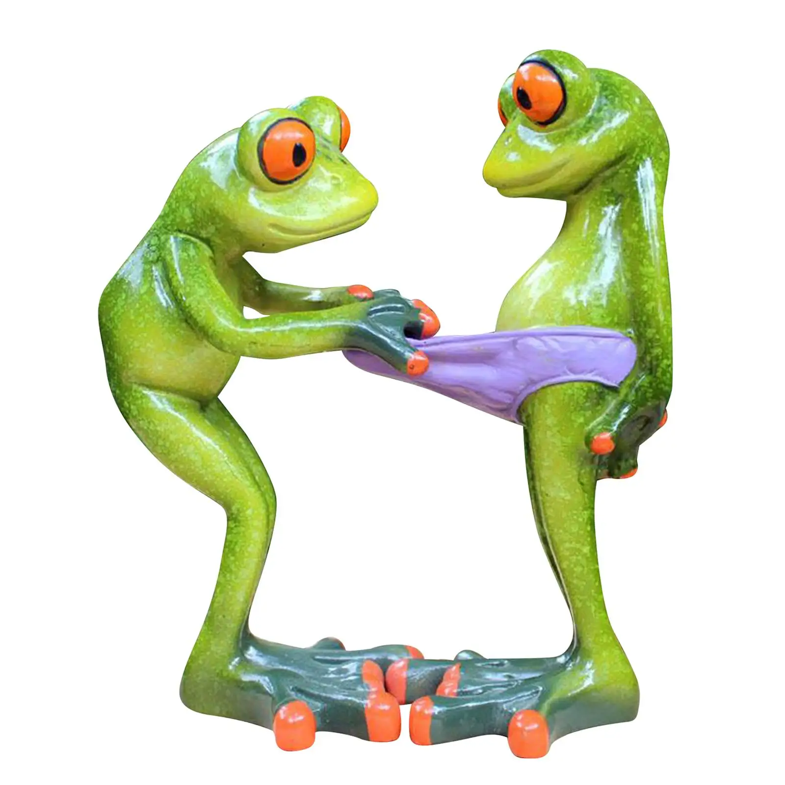 Frog Statue Handpainted Sculpture Artwork Novelty Garden Decor Ornament