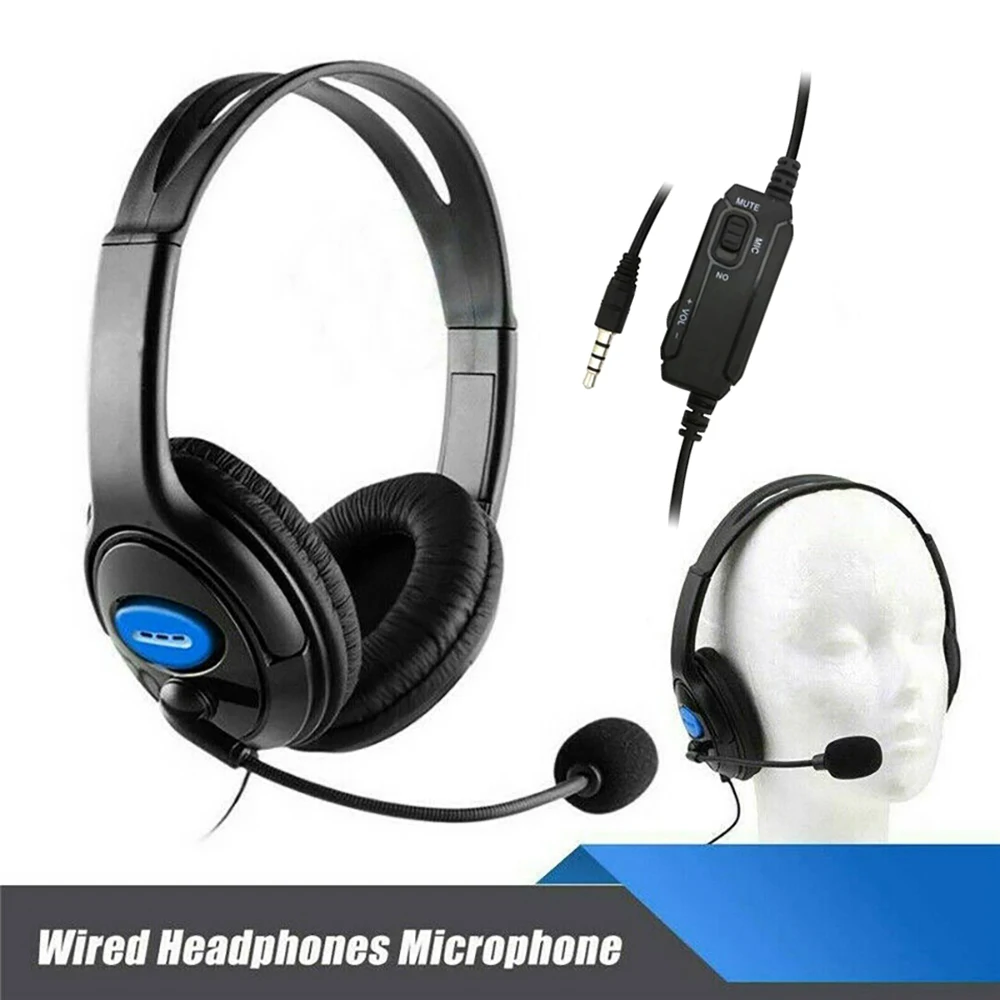 Gaming Headset Adjustable Omnidirectional Microphone 3.5mm Plug Noise Reduction Office School Wired Earphone With Volume Control